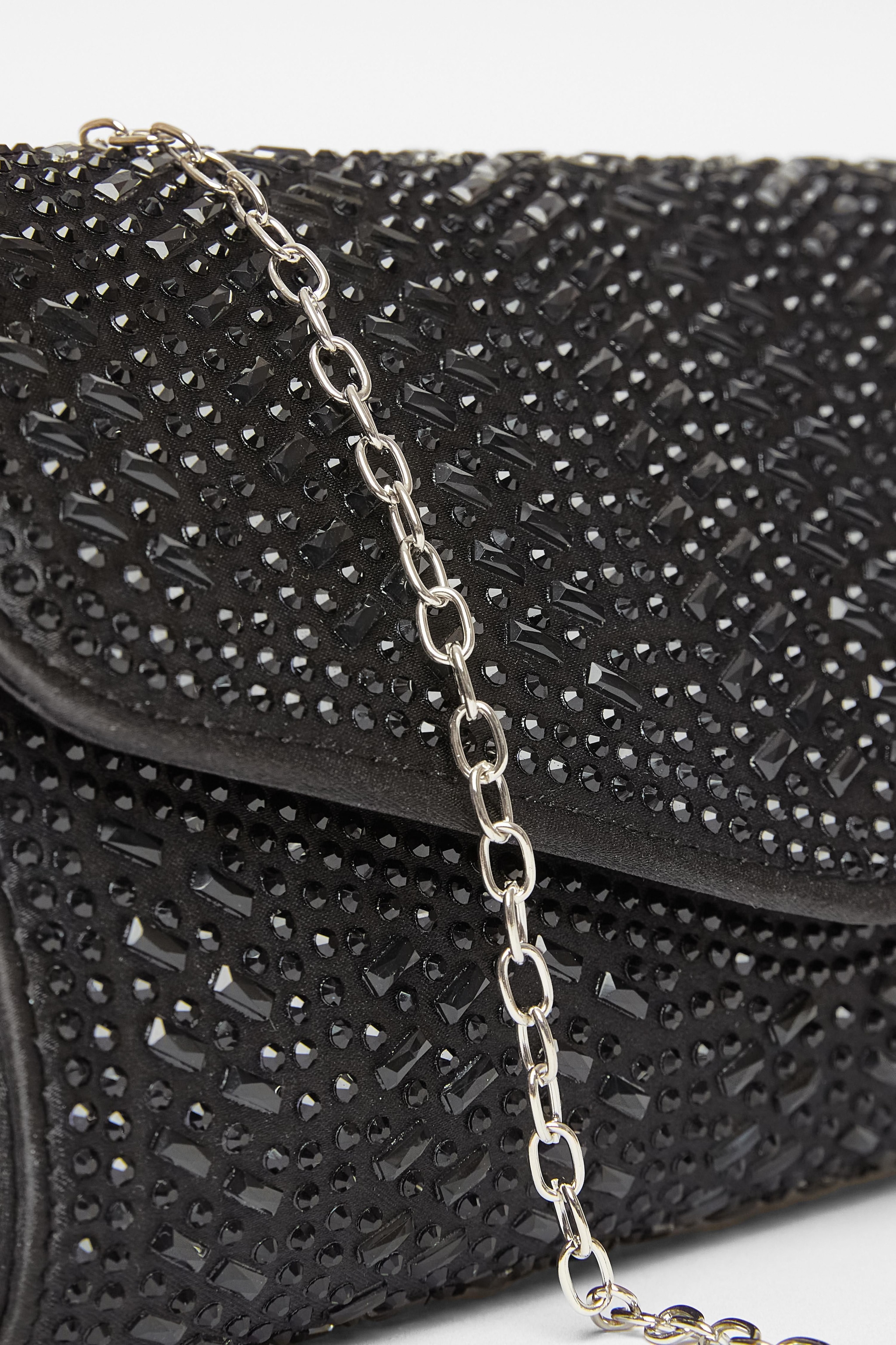 Quiz Black Diamante Envelope Clutch Bag image 5