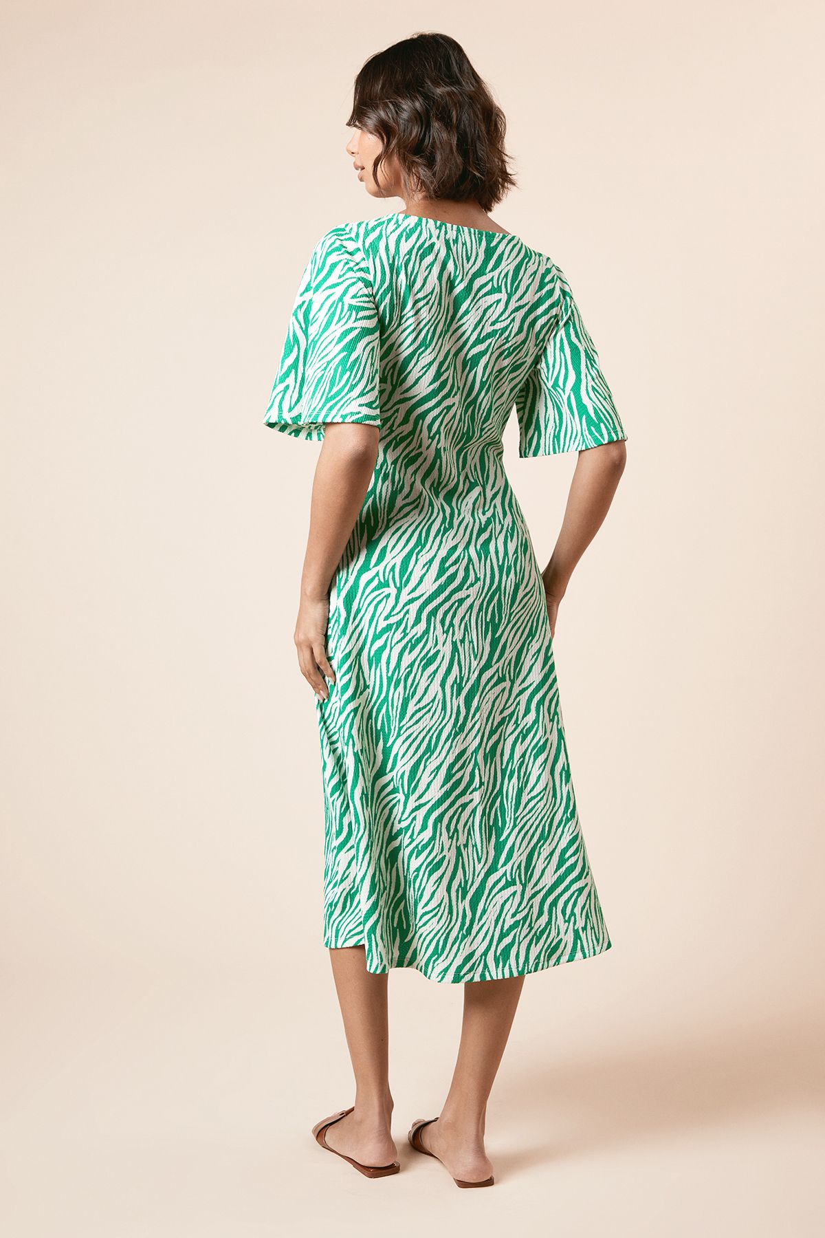 Dorothy Perkins Zebra Angel Sleeve Ruched Front Jersey Midi Dress Zebra image 4