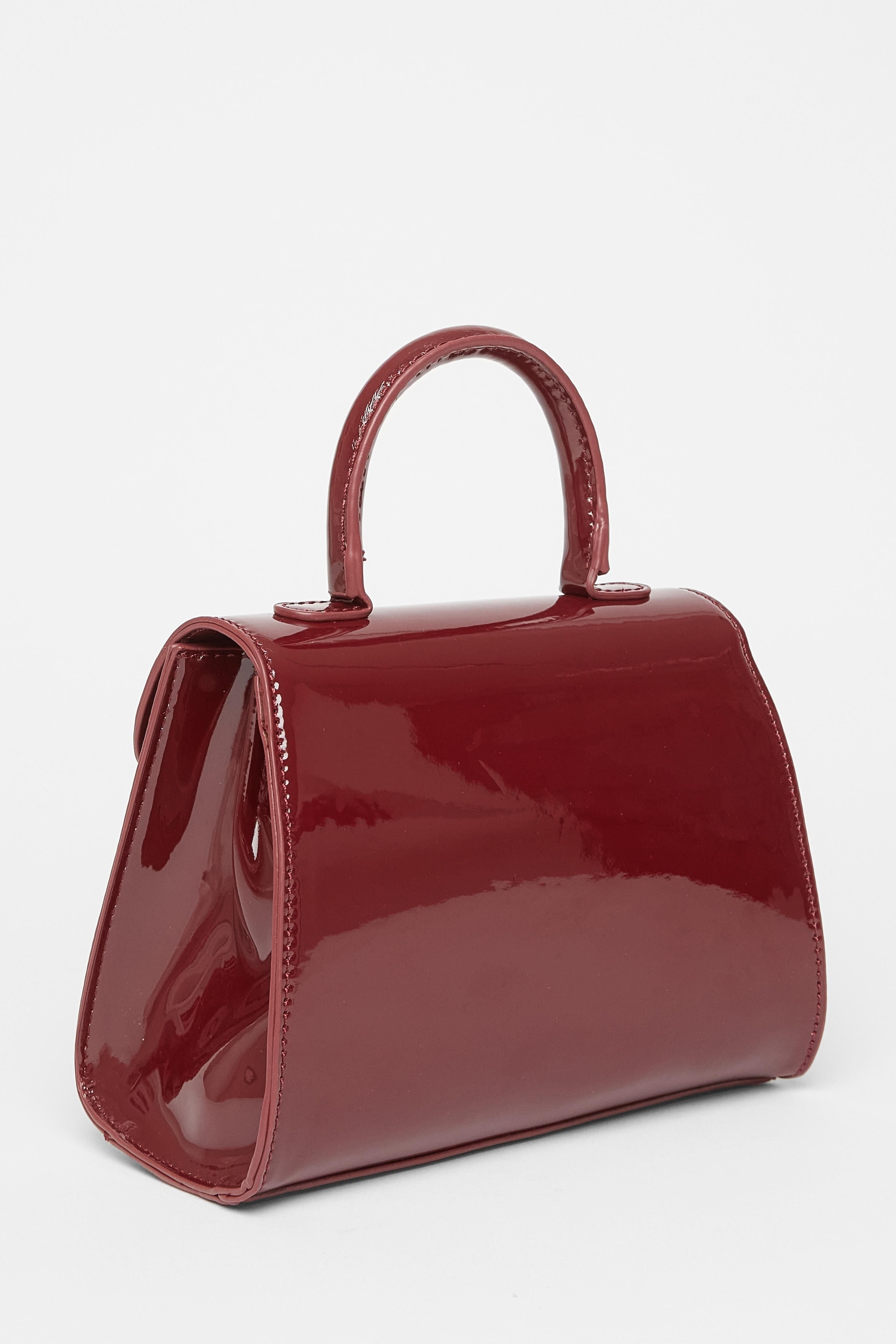 Quiz Burgundy Patent Top Handle Bag image 4