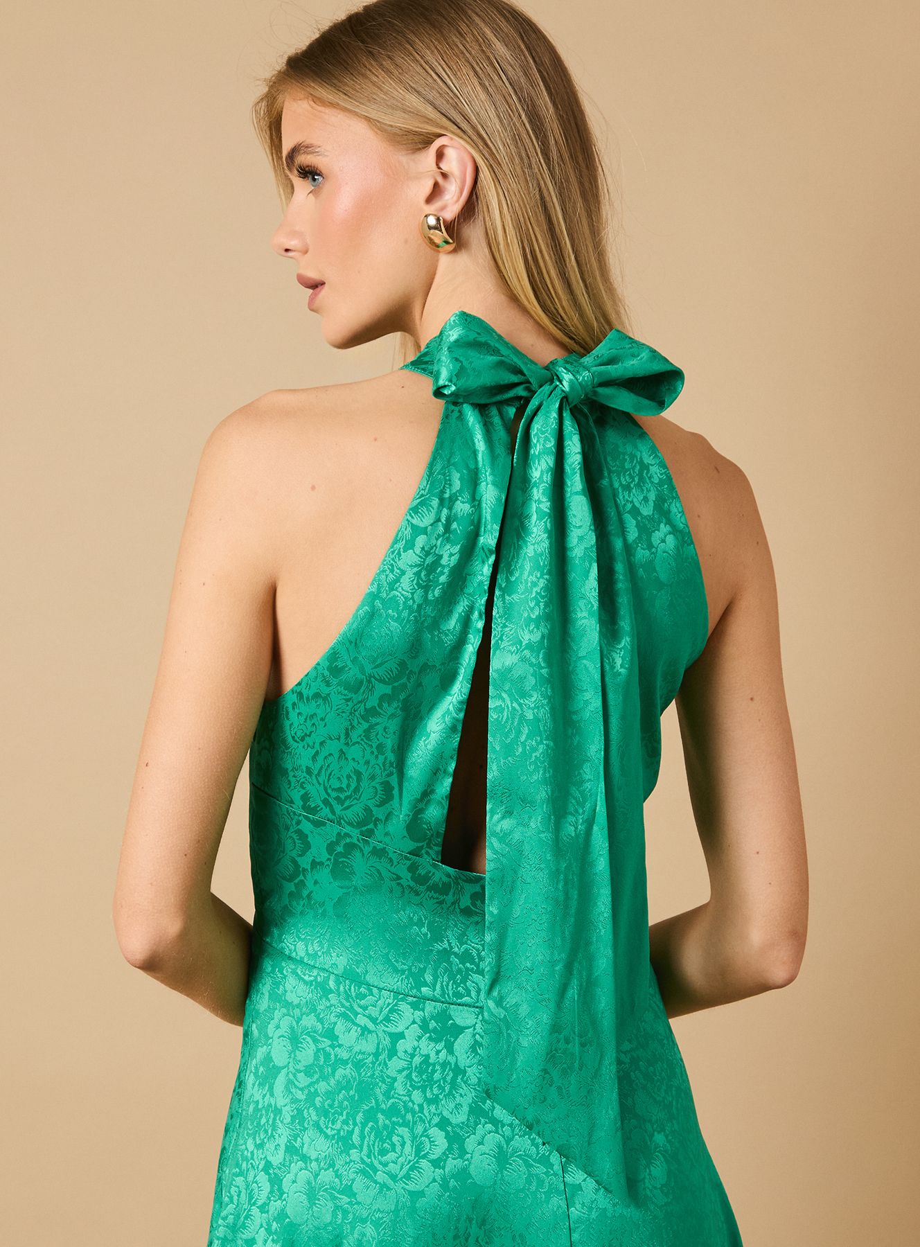 Oasis Bias Halterneck Midi Dress Green image 2