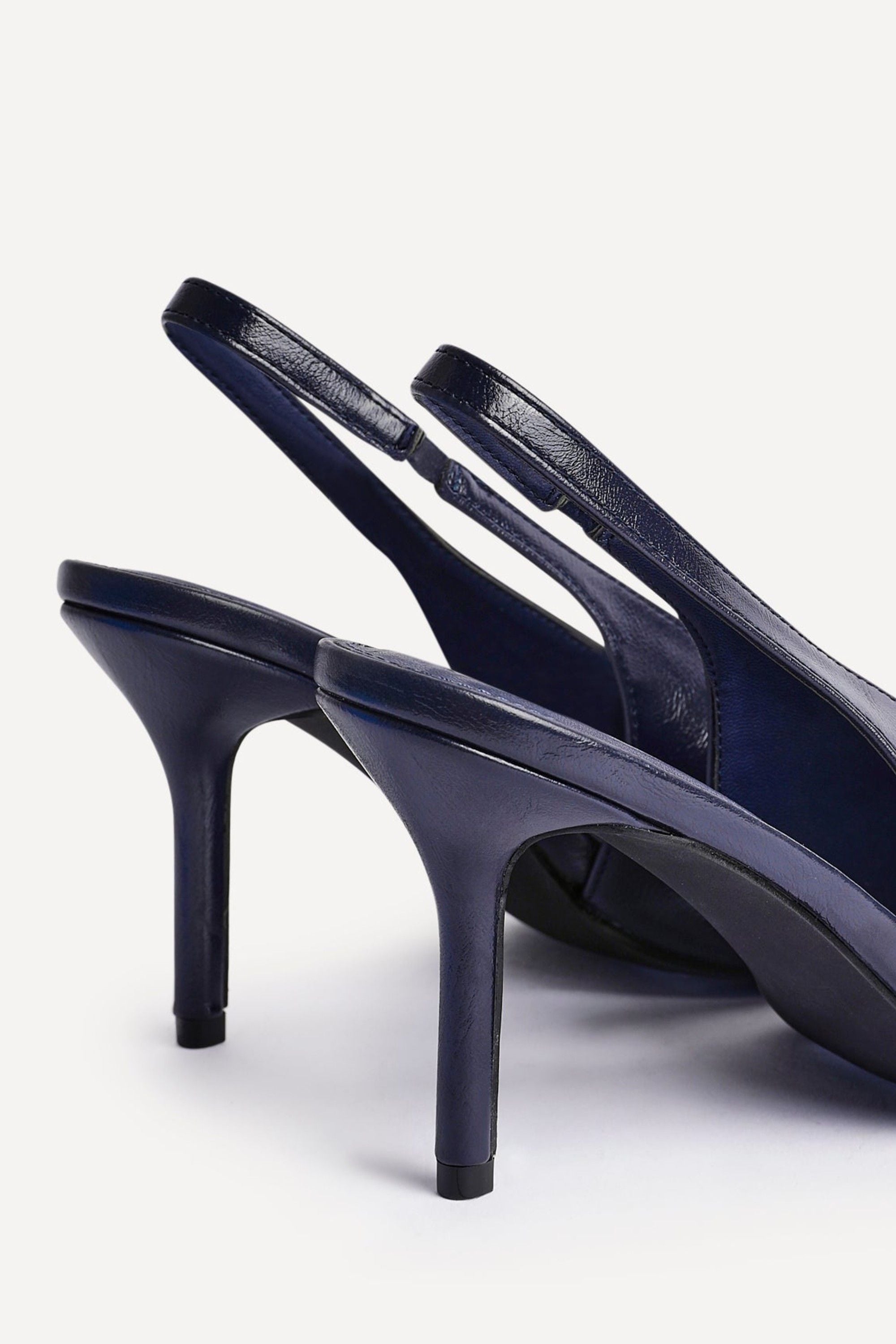 Linzi Evoke Navy Faux Leather Sling Back Court Heels image 5