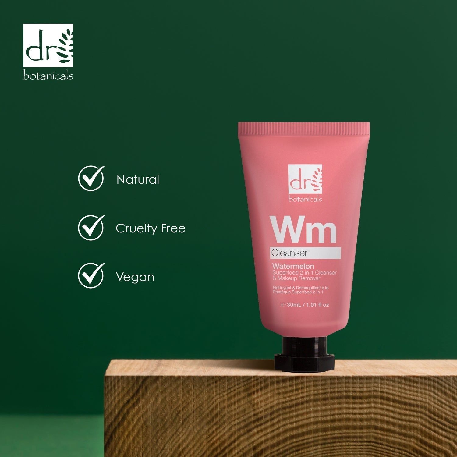 Dr. Botanicals Watermelon Superfood 2-In-1 Cleanser & Makeup Remover 30ml x 2 Duo Set image 4