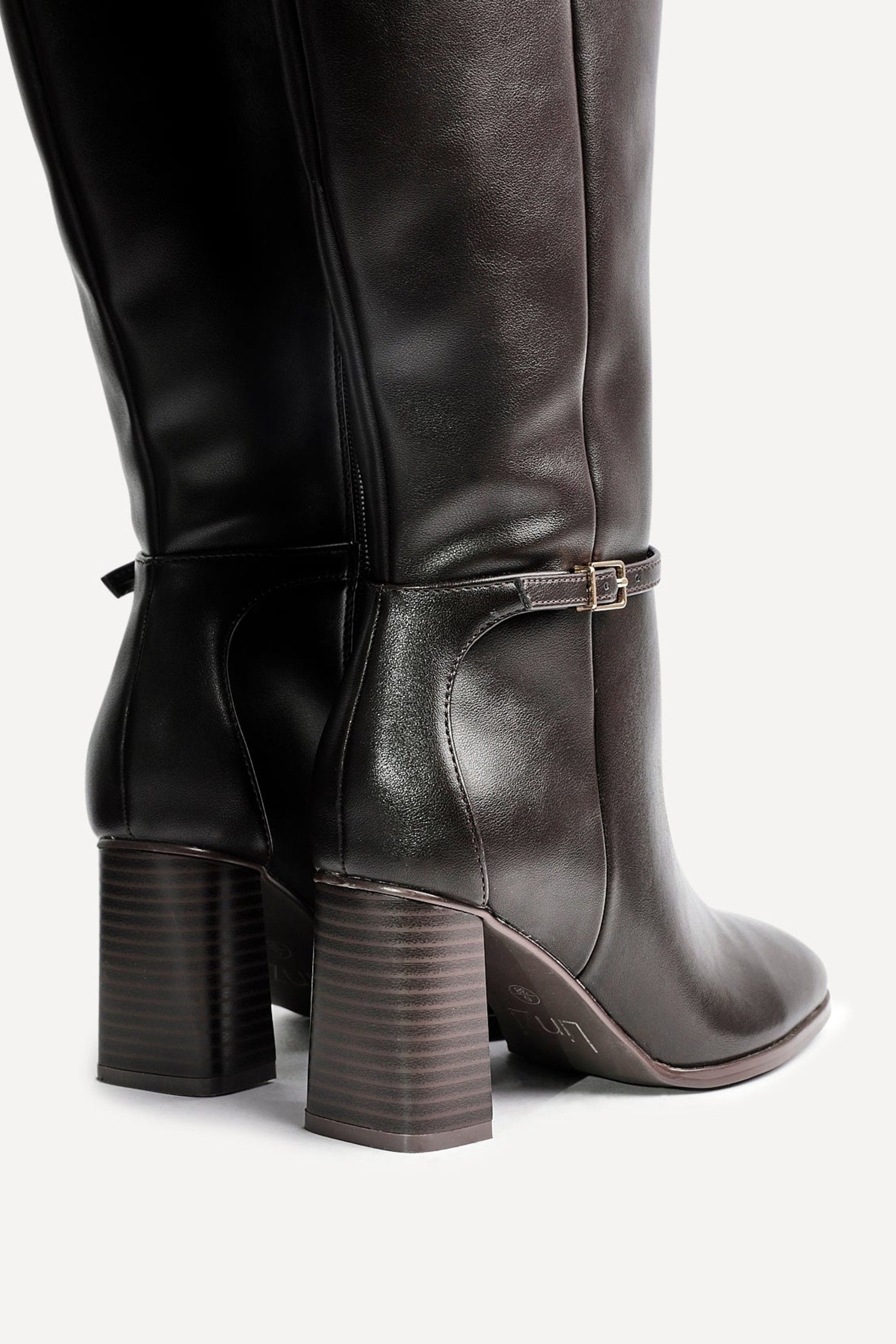 Linzi Midtown Brown Faux Leather Long Heeled Boot image 4