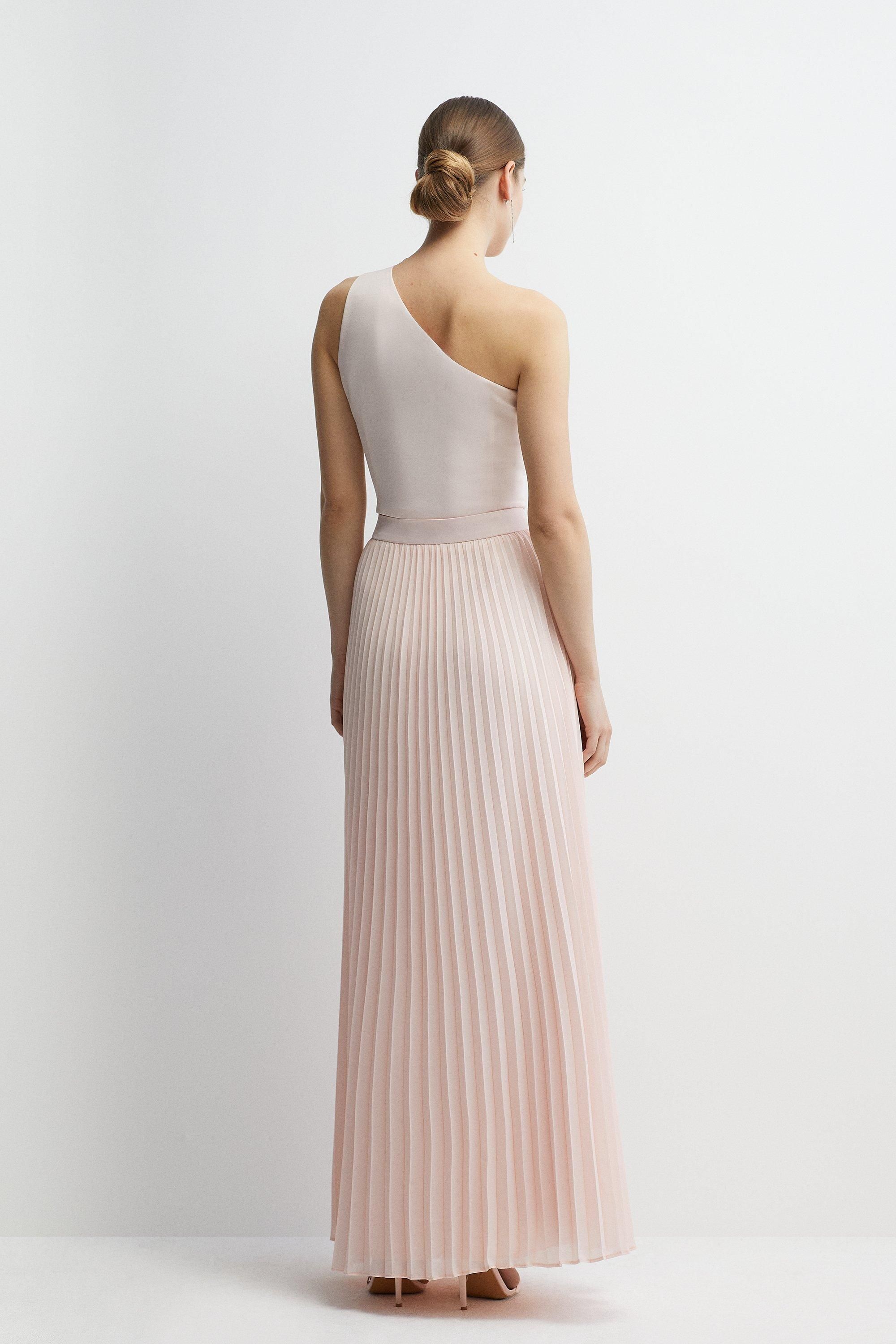 Coast Sunray Pleated Chiffon Bridesmaids Midi Skirt Blush image 3