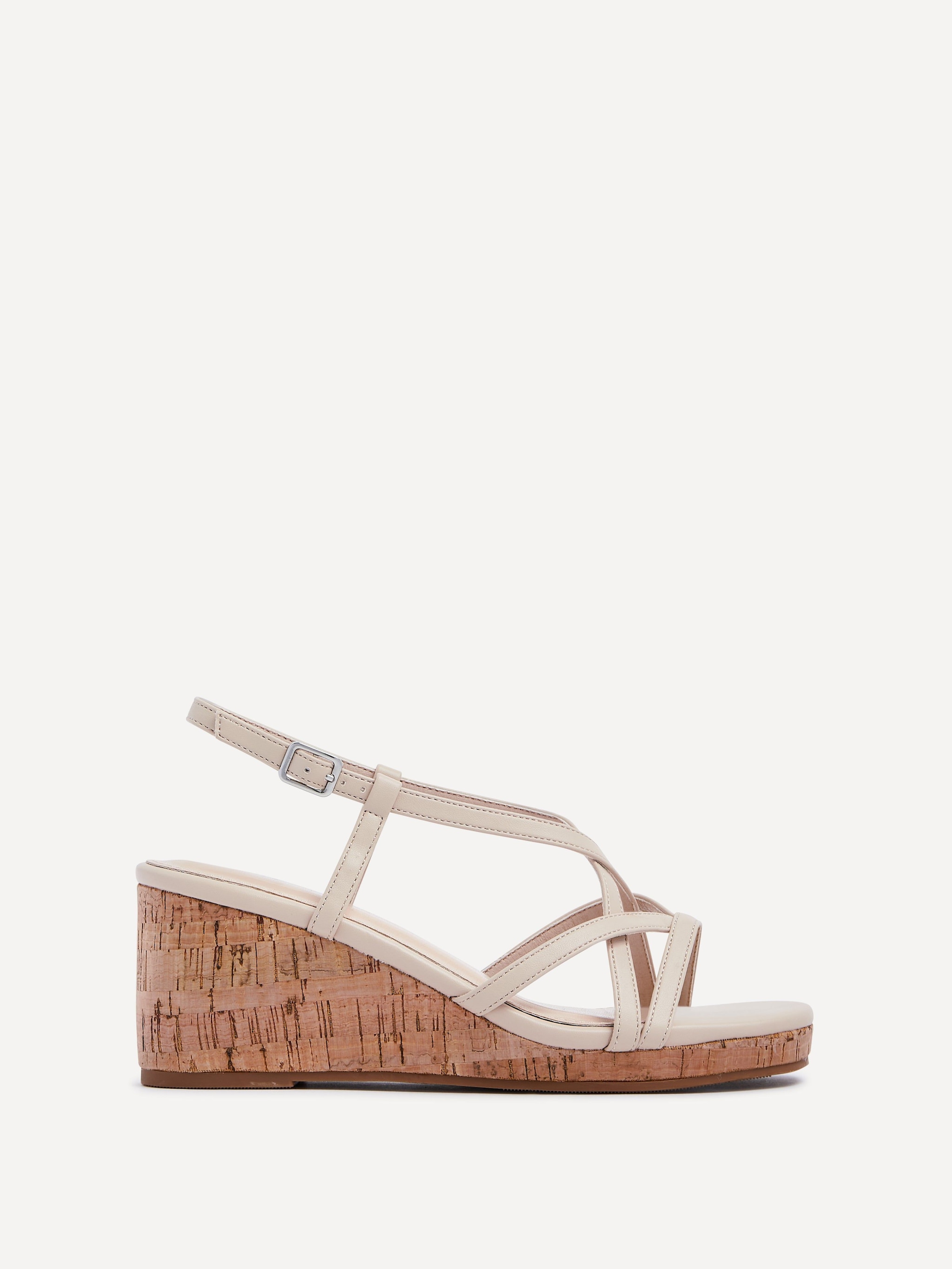 Linzi Safiya Nude Faux Leather Strappy Wedge Sandal image 1