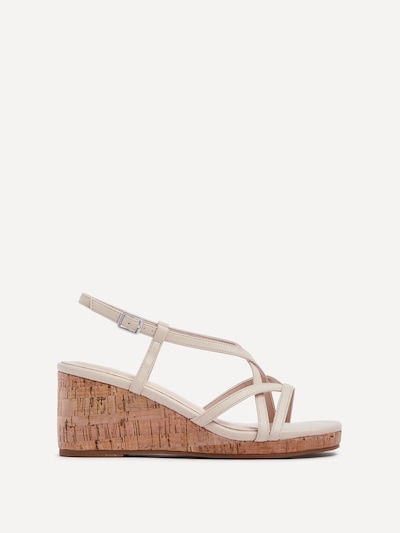 Linzi Safiya Nude Faux Leather Strappy Wedge Sandal