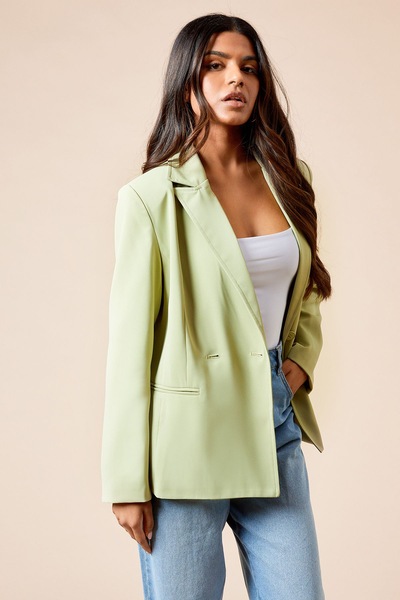 Dorothy Perkins Petite Tailored Seam Front Detail Blazer Sage