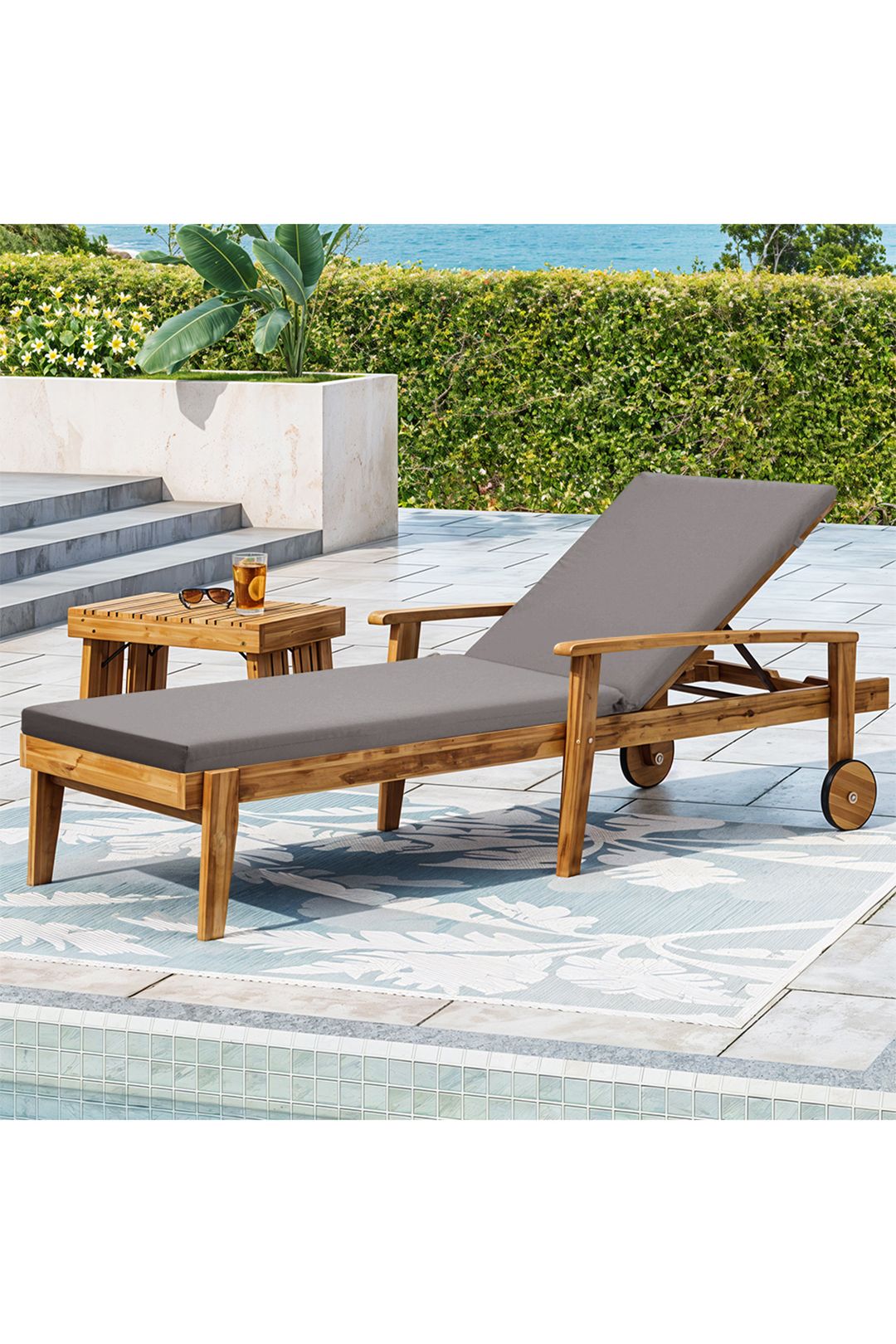 Living and Home 8cm H Comfortable Outdoor Solid Grey Color Bench Cushion image 10