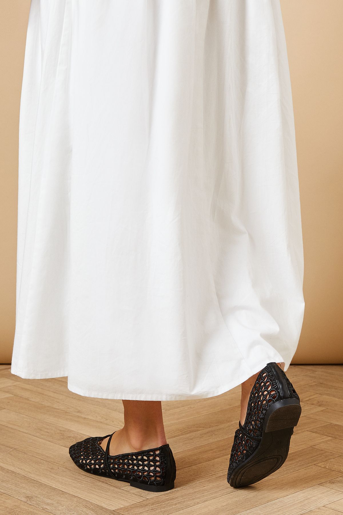 Oasis Lacey Open Weave Mary Jane Ballet Pumps Black image 4