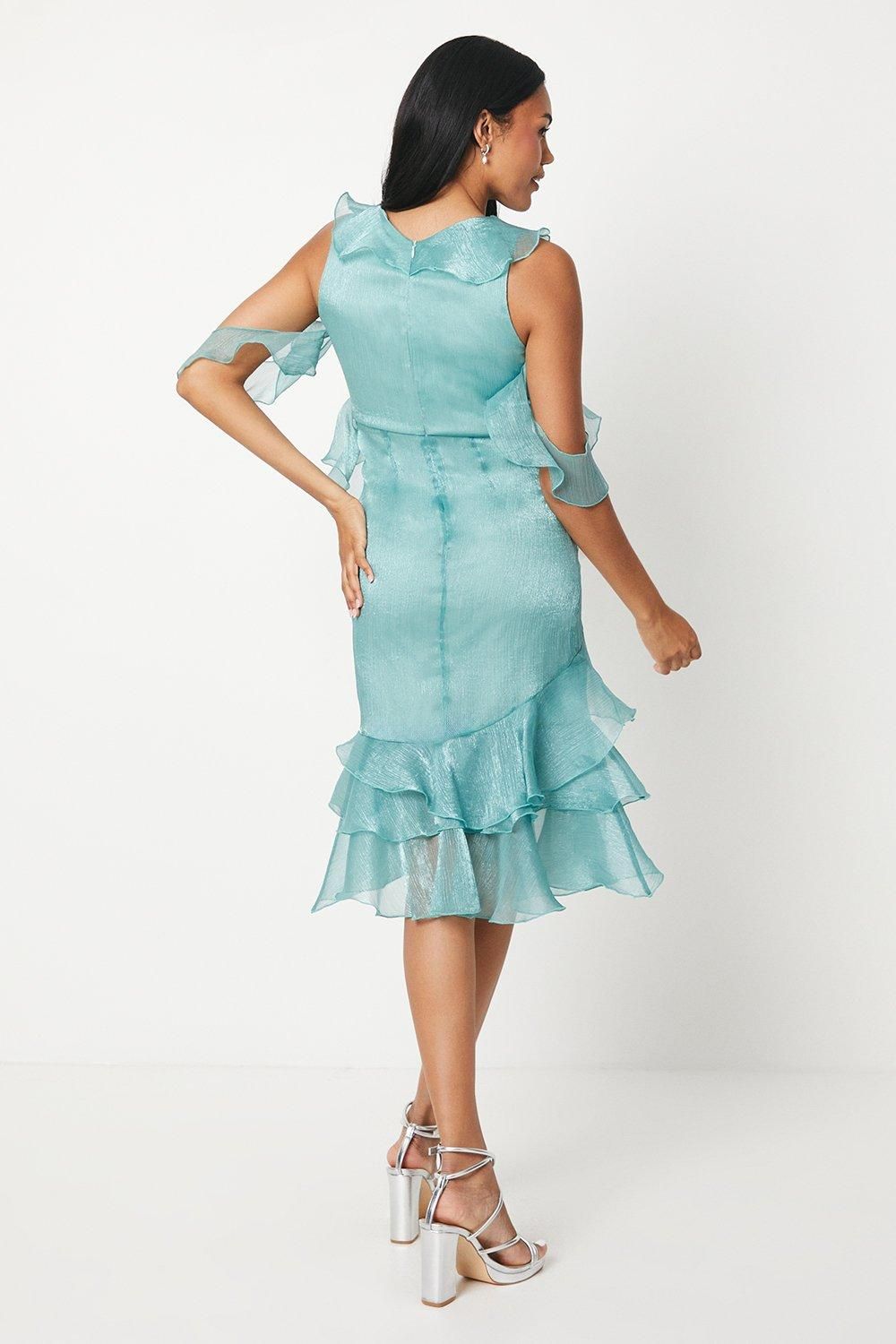 Coast Ruffle Front Chiffon Midi Dress Sage image 3