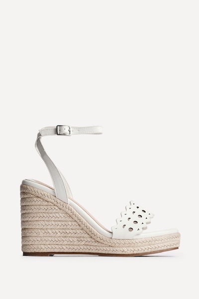 Linzi Mellow White Faux Leather Wedge