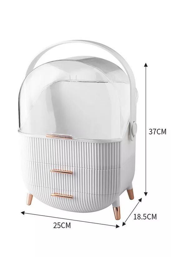 SHEONLY Cosmetic Organizer Skincare Display Box With 2 Layers Of Storage Boxes And Transparent Lid Elegant Makeup Storage Organizer Box with Drawers and Handle image 6