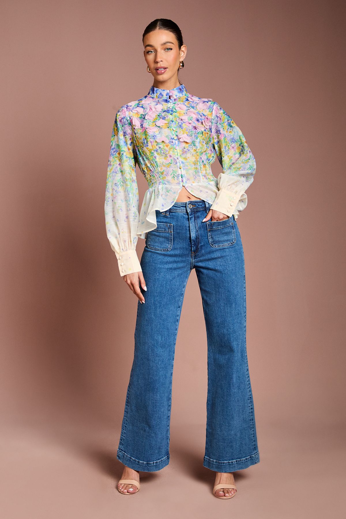 Coast 3D Flower Printed Organza Blouse Multi image 2
