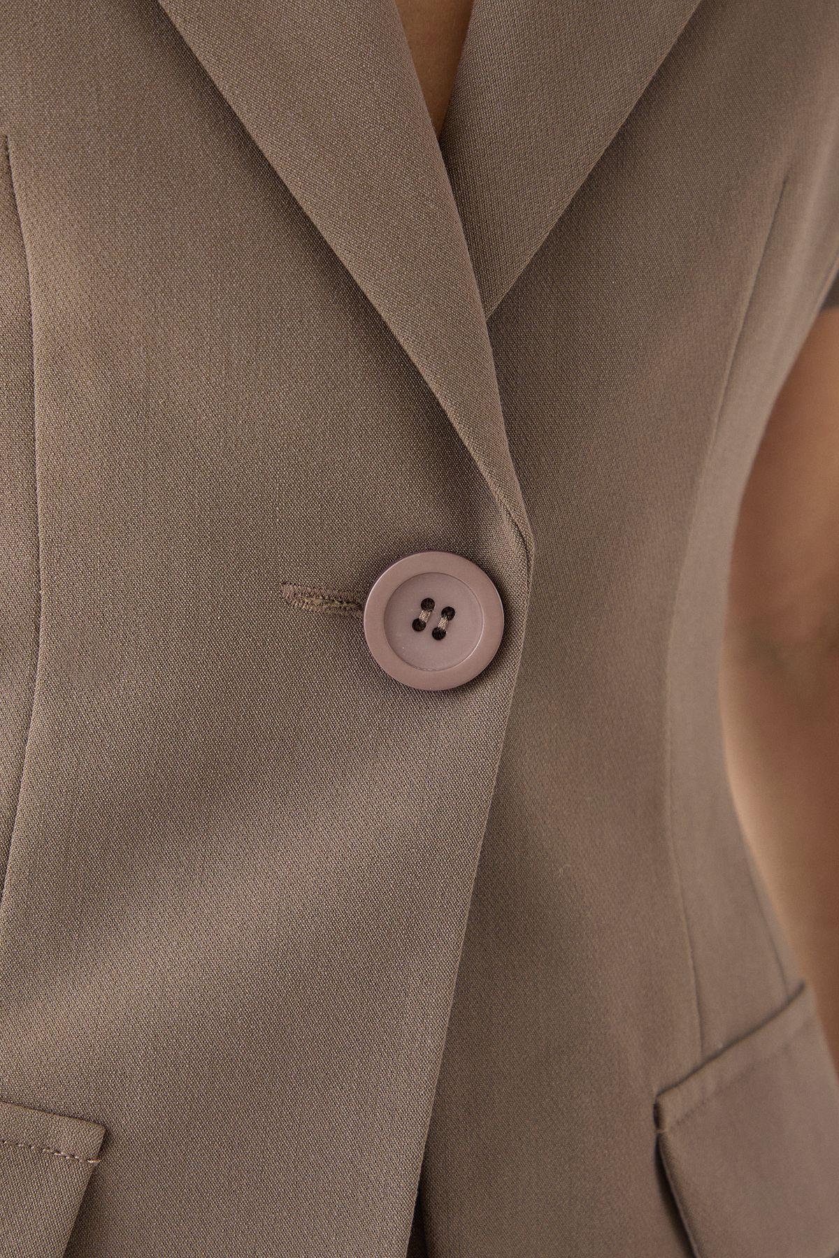 MissPap Short Sleeve Short Blazer Playsuit Taupe image 5