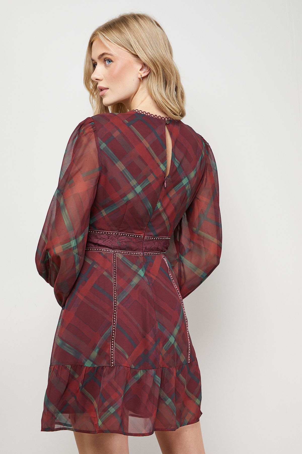 Oasis Velvet Stud Trim Mini Dress Multi image 3