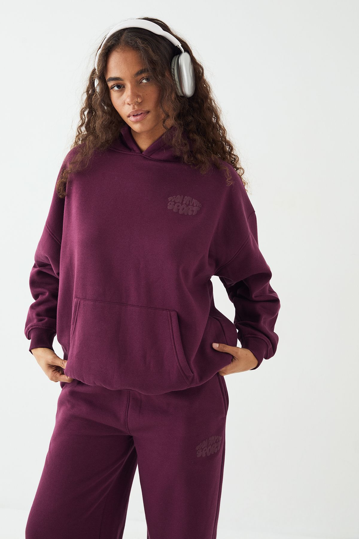DSGN Studio DSGN Studio Sport Bubble Oversized Hoodie Plum