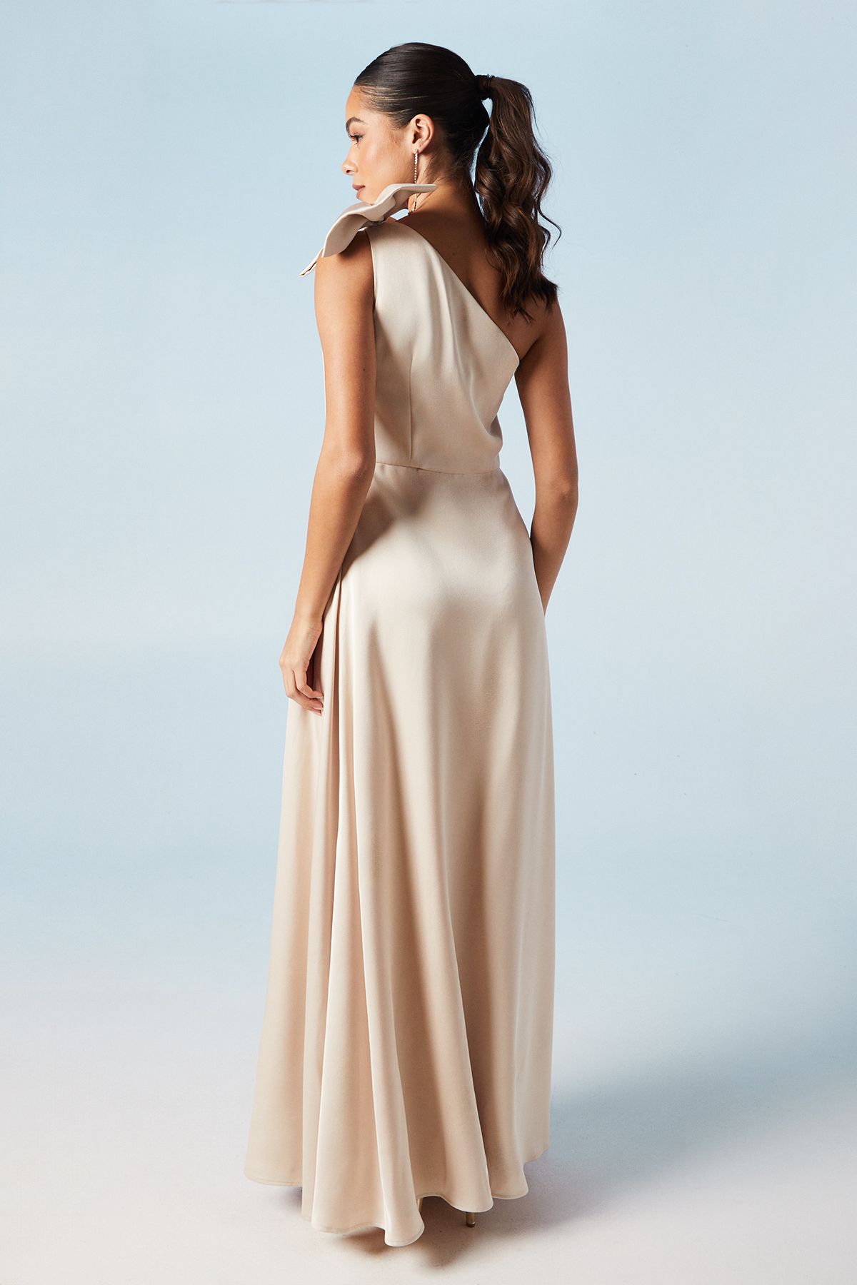 Coast Bow One Shoulder A Line Skirt Bridesmaid Dress Champagne image 3