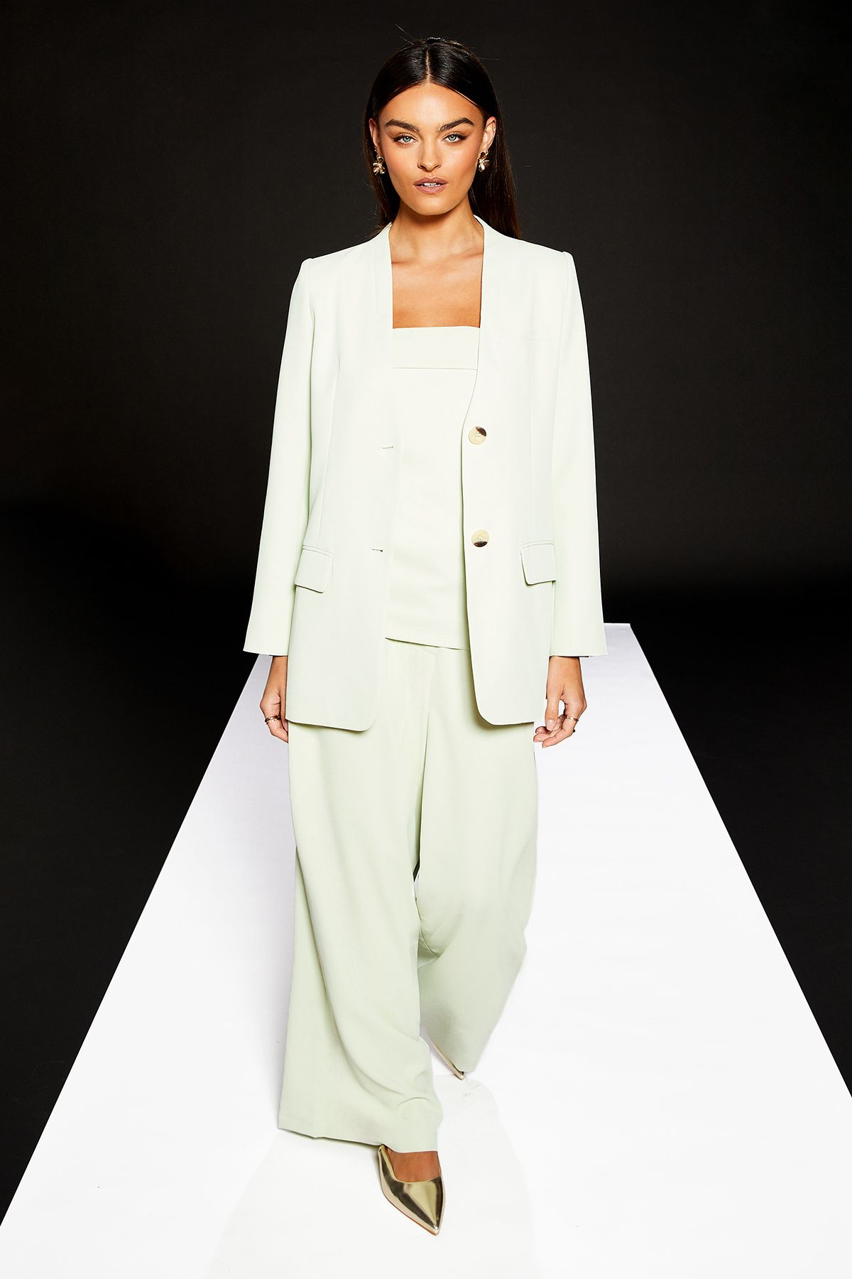 RUNWAY 1.8.1.8 Runway 1.8.1.8 Collarless Boxy Blazer Mint image 2