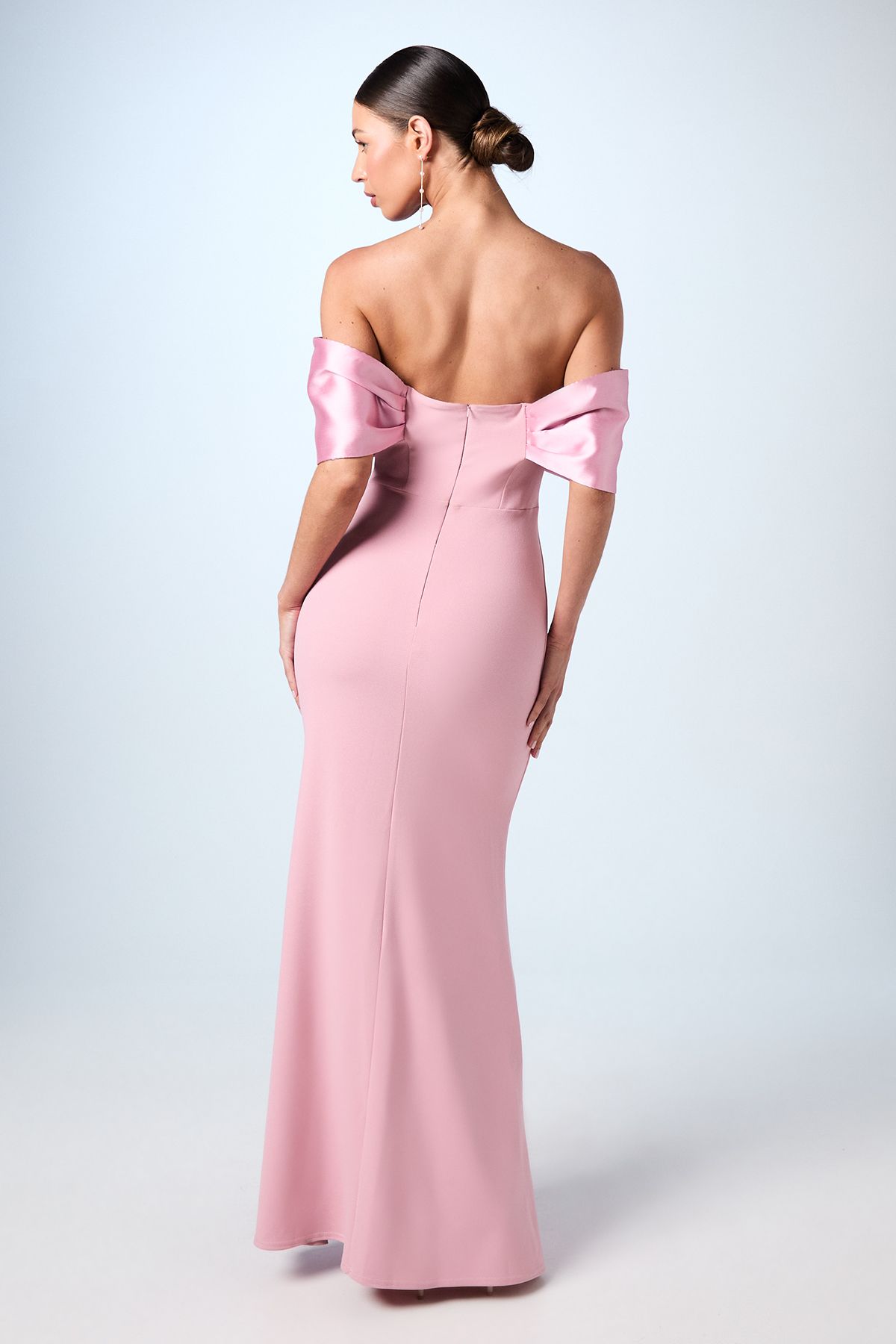Coast Satin Sleeve Scuba Maxi Bridesmaid Dress Blush image 3