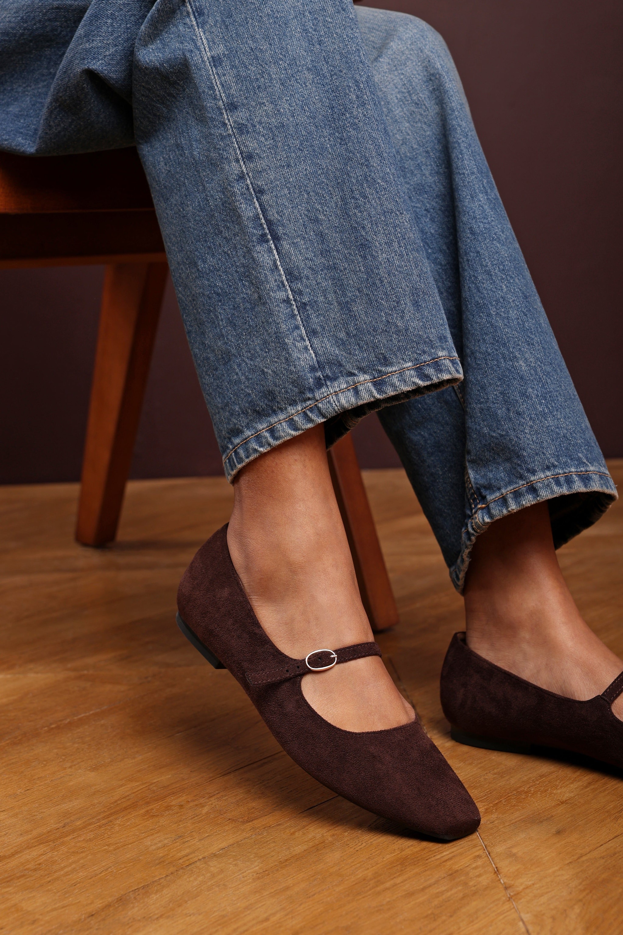 Where's That From 'Jordan' Mary Jane Flats With Buckle Strap Suede image 3