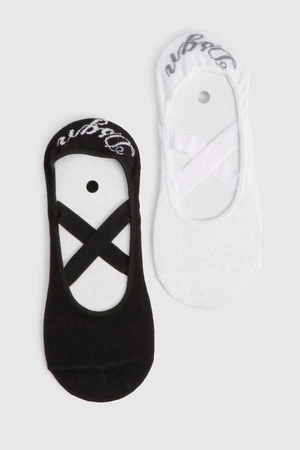 DSGN Studio DSGN Studio 2 Pack Pilates Yoga Grip Cross Over Socks Black/white