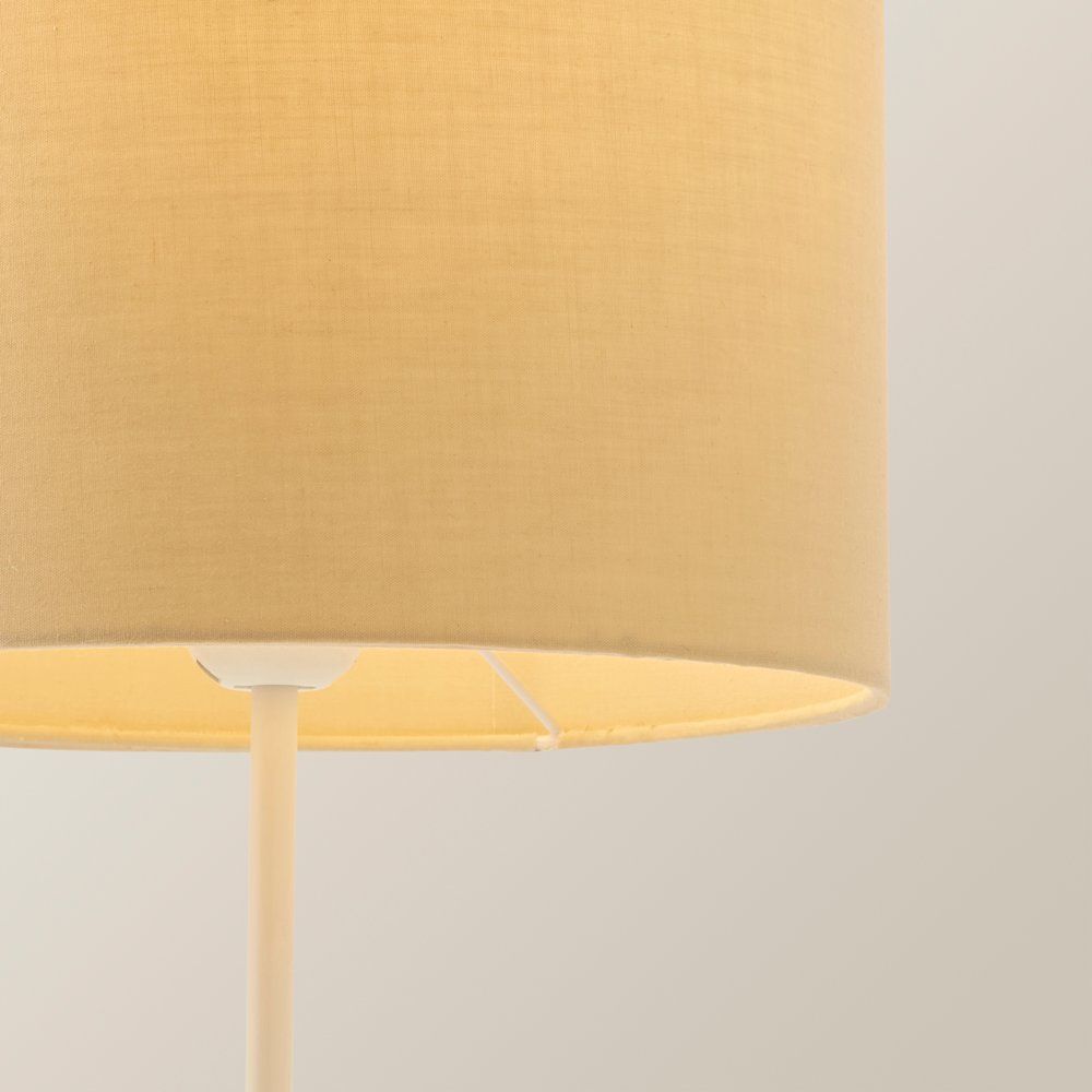 ValueLights Charlie White Metal Single Stem Table Lamp with Fabric Drum Lamp Shade image 4