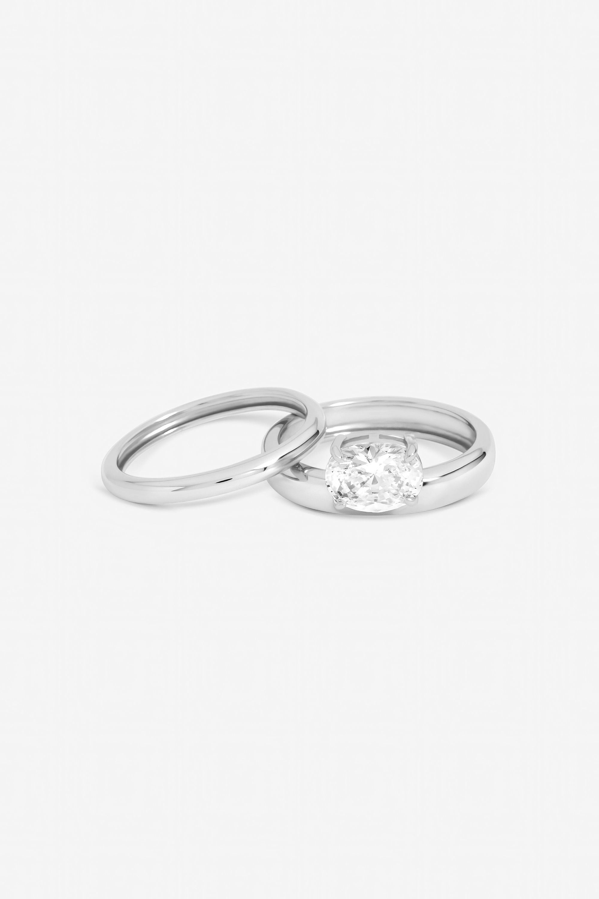 Inicio Sterling Silver Plated Cubic Zirconia Oval Bezel Ring - Gift Pouch