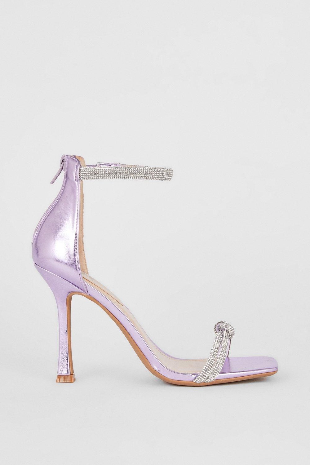 Dorothy Perkins Beau Diamante Knot Heel Sandals Purple image 2