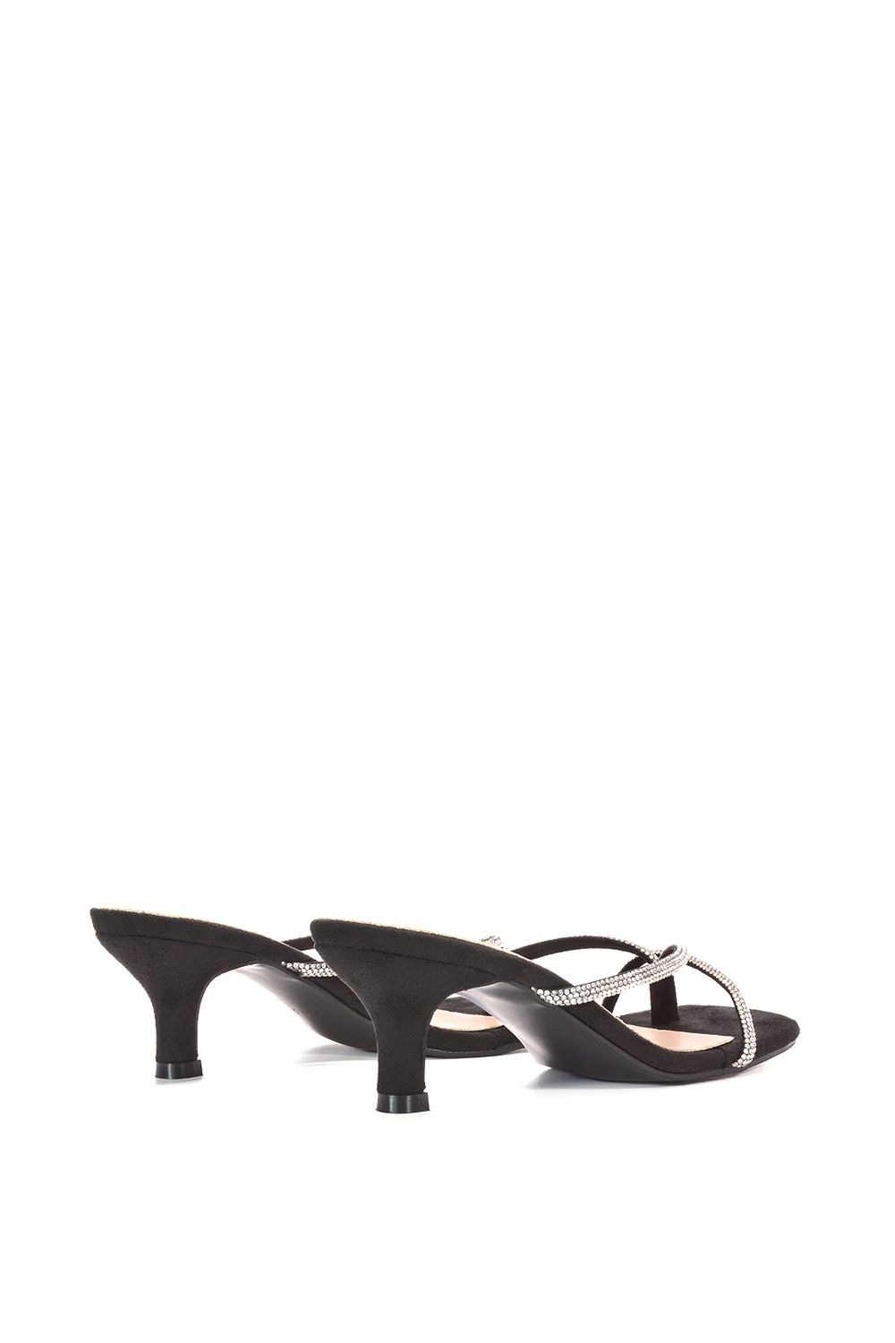 XY London 'Megan' Slip On Sparkly Diamante Mid Kitten Heel Sandal Mules image 4