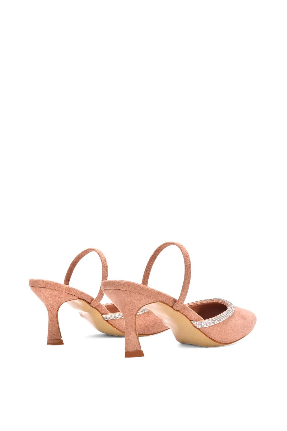 XY London 'Carlene' Diamante Trim Pointed Toe Mid Stiletto Heel Court Heels image 4