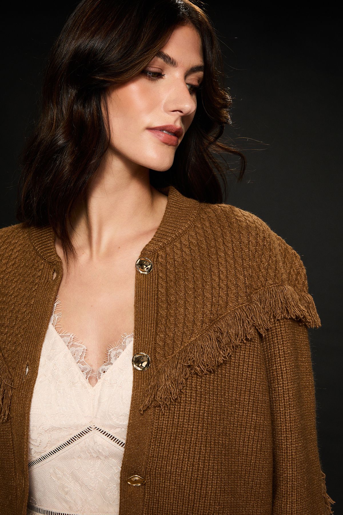 RUNWAY 1.8.1.8 Runway 1.8.1.8. Cable Cardi With Tassel Camel image 3