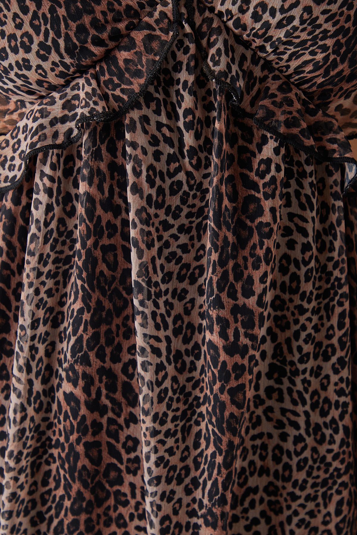 Warehouse Chiffon Cut Out Waist Ruffe Maxi Dress Animal image 5