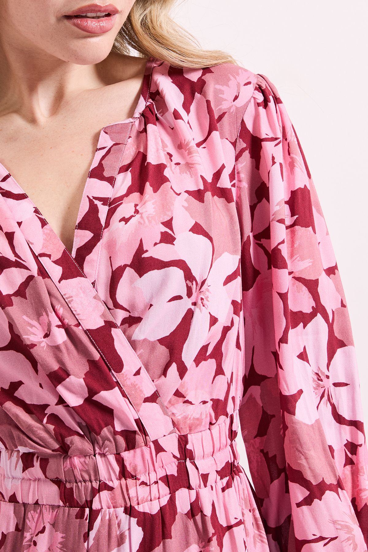 Dorothy Perkins Pink Floral Wrap Front Tiered Skirt Midaxi Dress Floral image 5