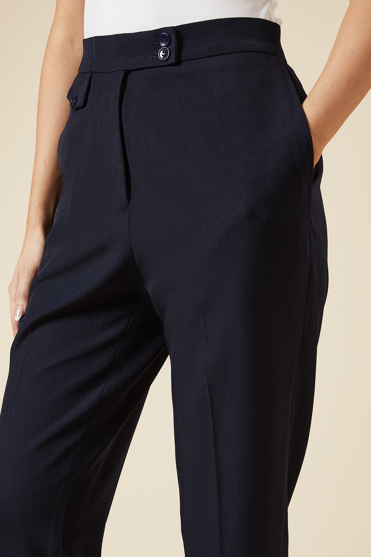 Dorothy Perkins Tab Detail Capri Trouser Navy image 4