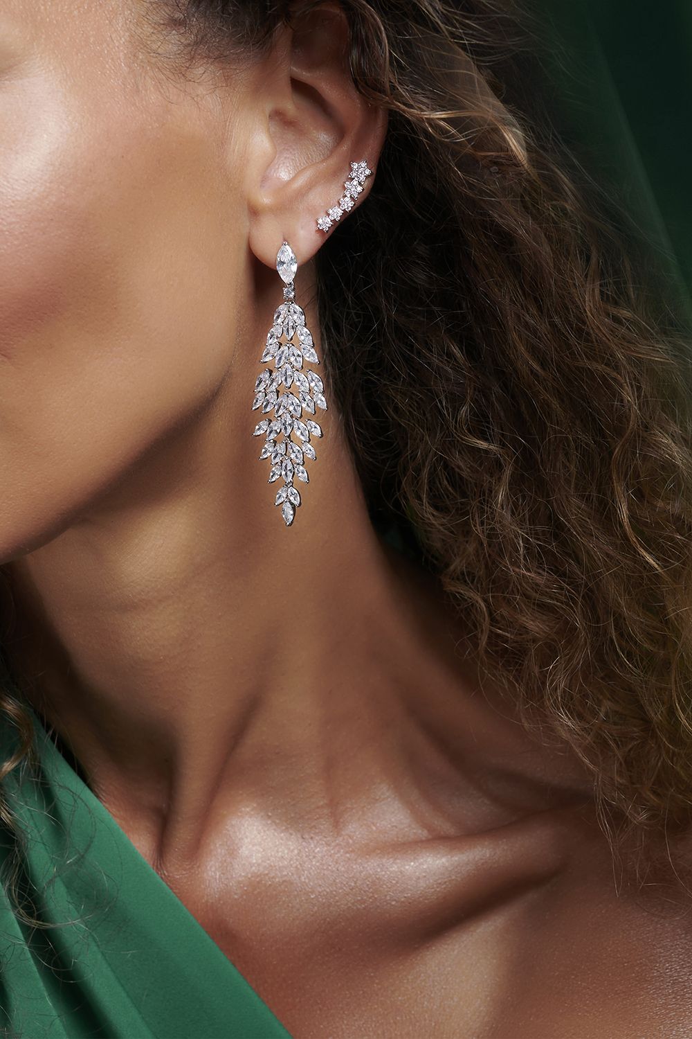 Jon Richard Star Cubic Zirconia Climber Earrings image 3