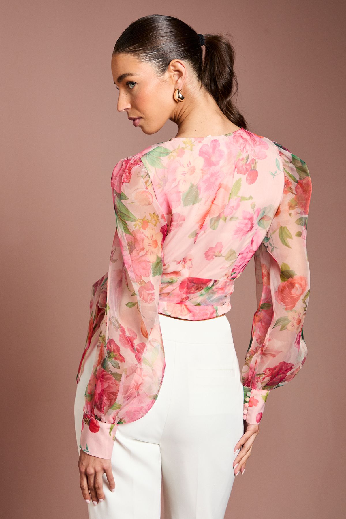 Coast Printed Organza Wrap Top Blush image 3
