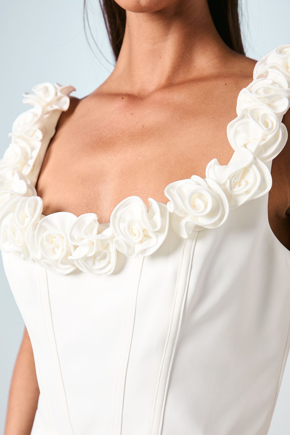 Coast Square Neck 3D Flower Crepe Bridal Mini Dress Ivory image 5