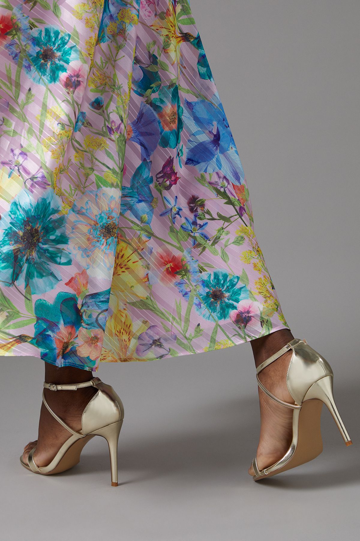 Coast Strictly Faux Leather Cross Strap High Stiletto Sandals Gold image 2