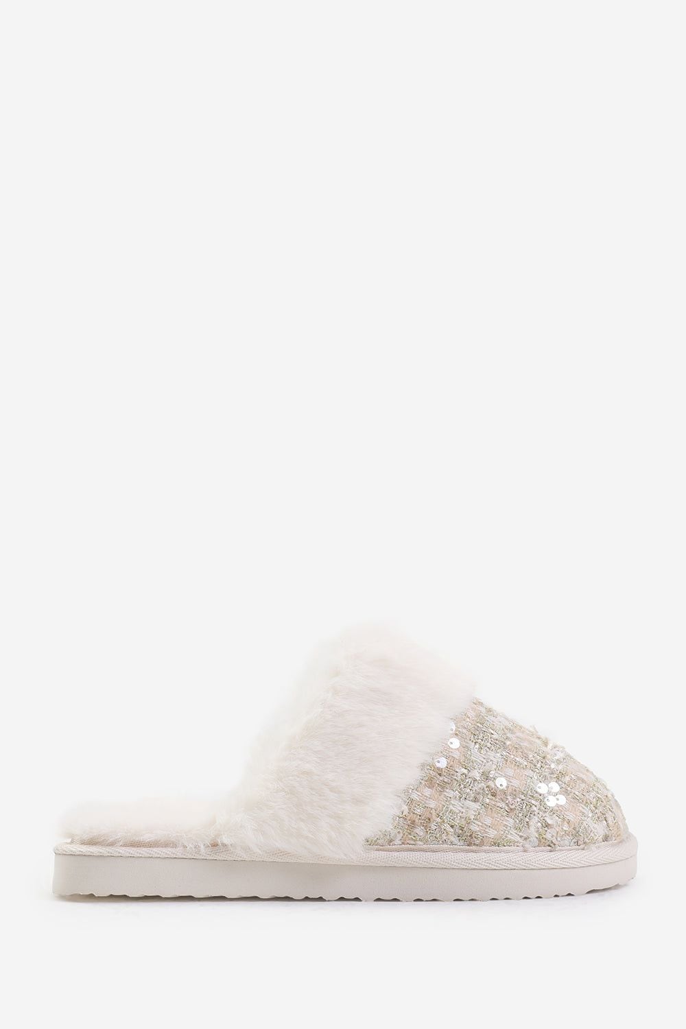 Where's That From 'Celeste' Sequin Tweed Mule Slippers With Faux Fur Trim image 2