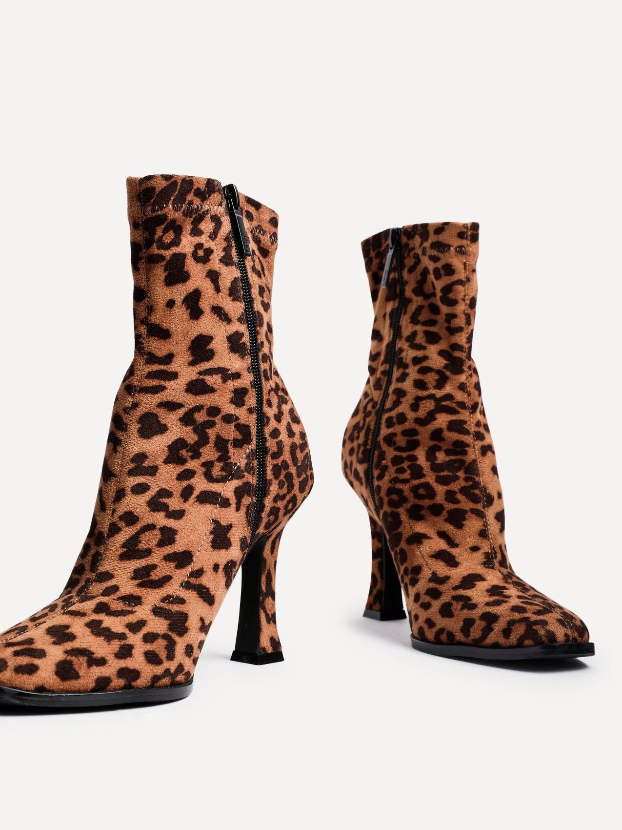 Linzi Noelle Leopard Print Square Toe Heeled Sock Boot image 4