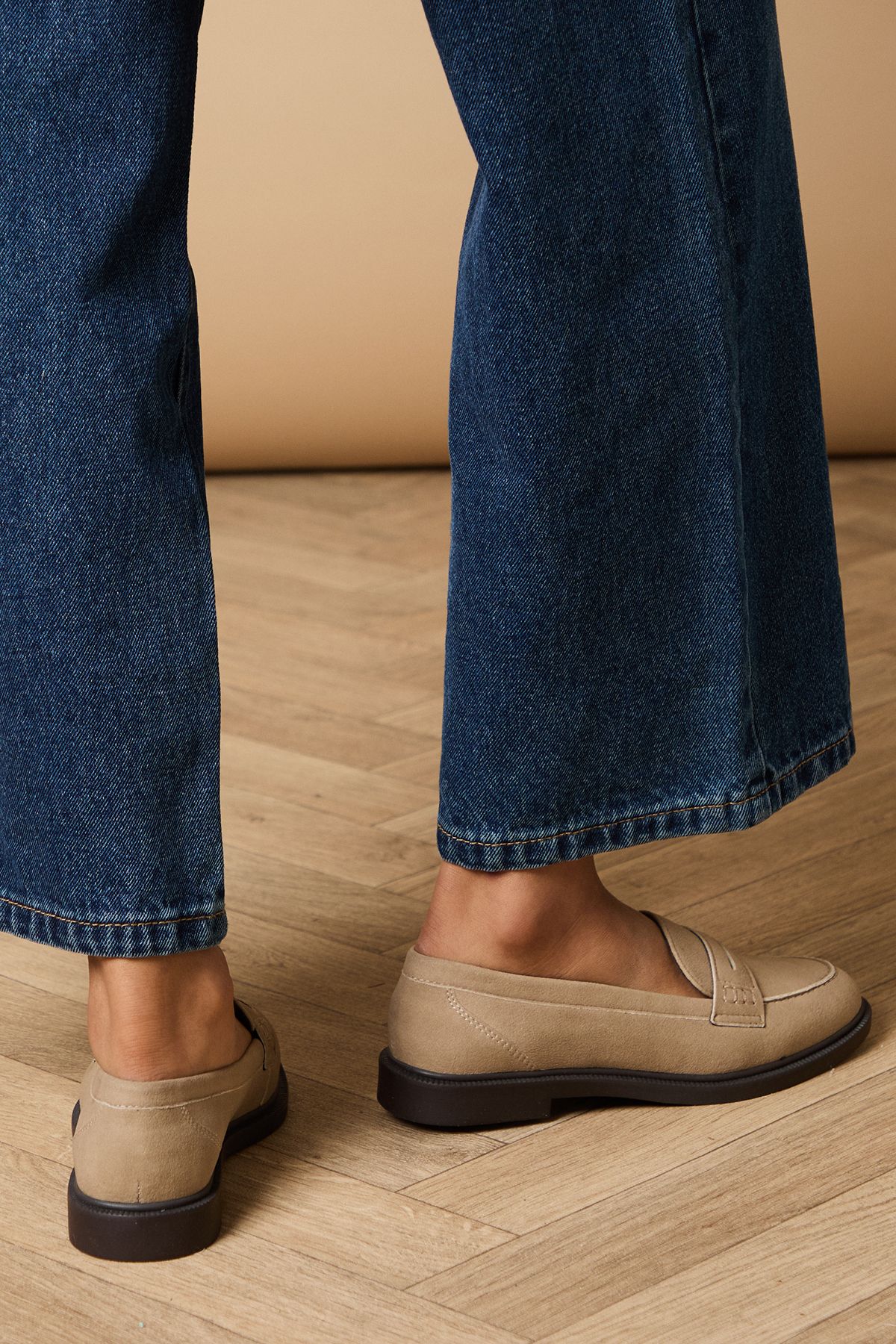 Oasis Beech Faux Suede Penny Loafers Taupe image 3