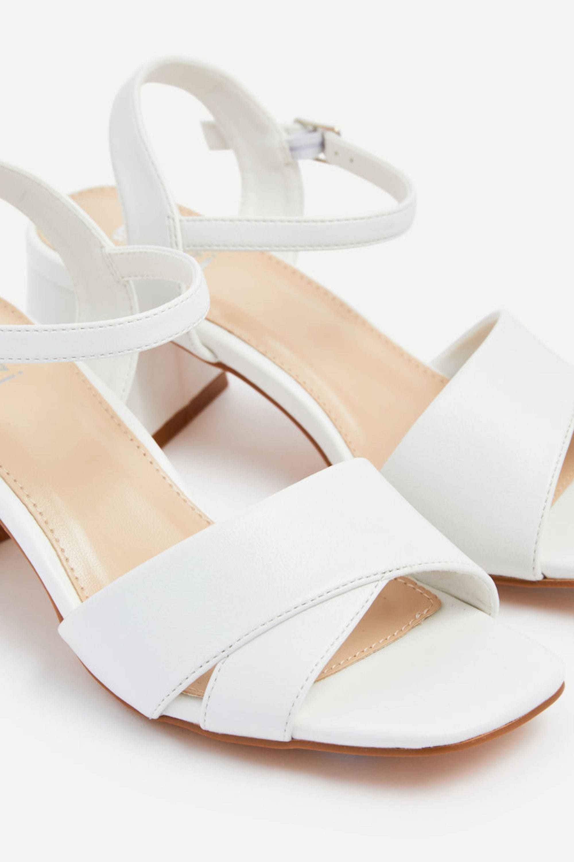 Linzi Vivian Wide Fit White Faux Leather Block Heeled Sandals image 4