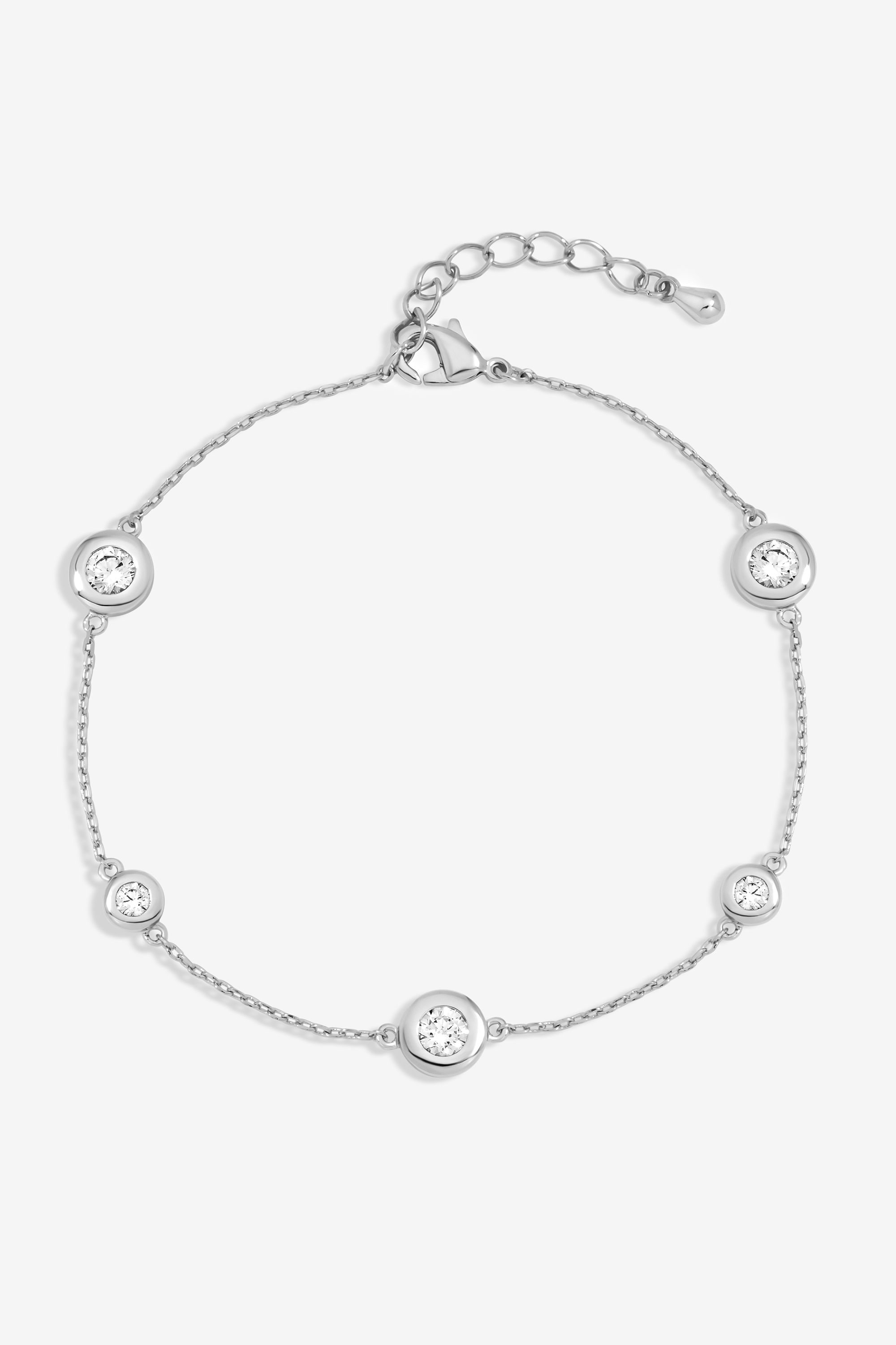 Jon Richard Silver Plated and Cubic Zirconia Besel Station Bracelet image 1