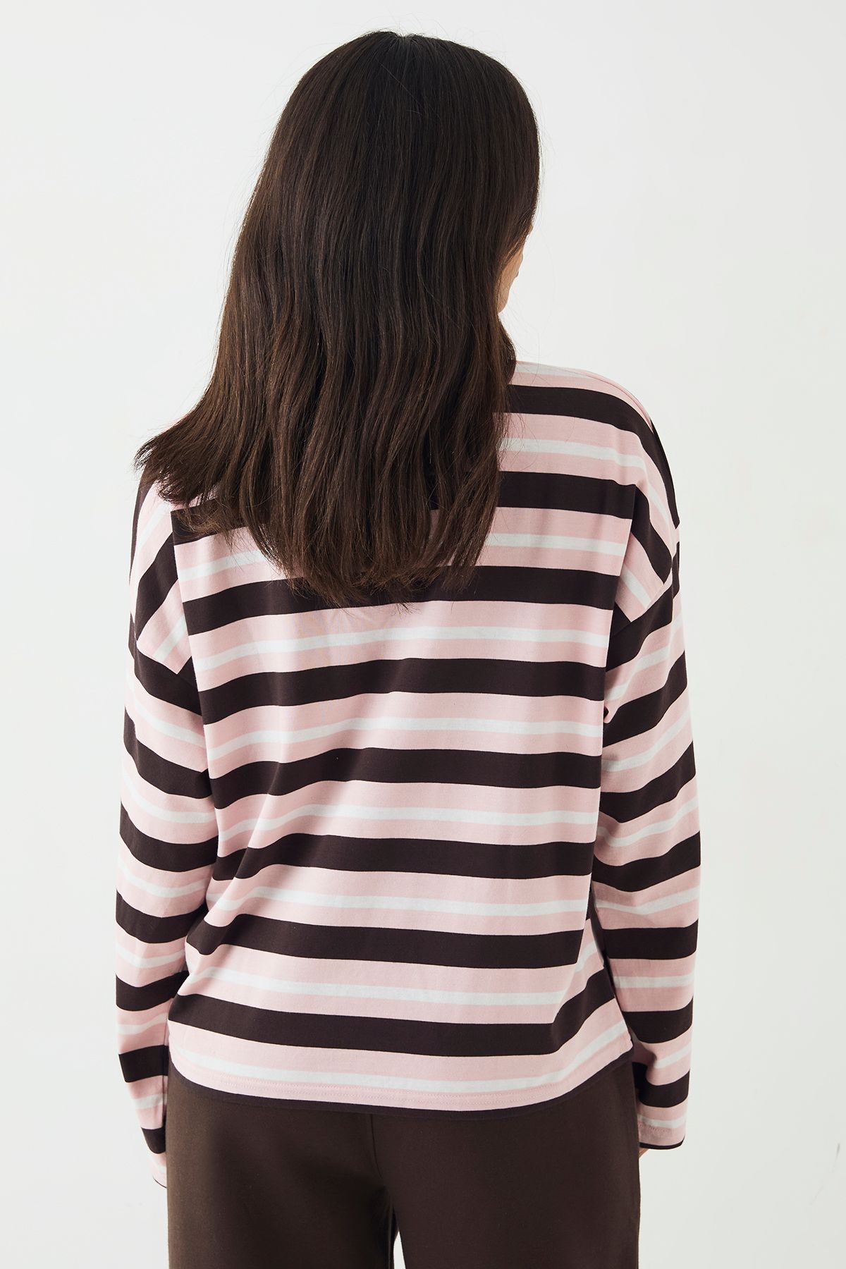DSGN Studio DSGN Studio Stripe Oversized Long Sleeve T-Shirt Pink image 2