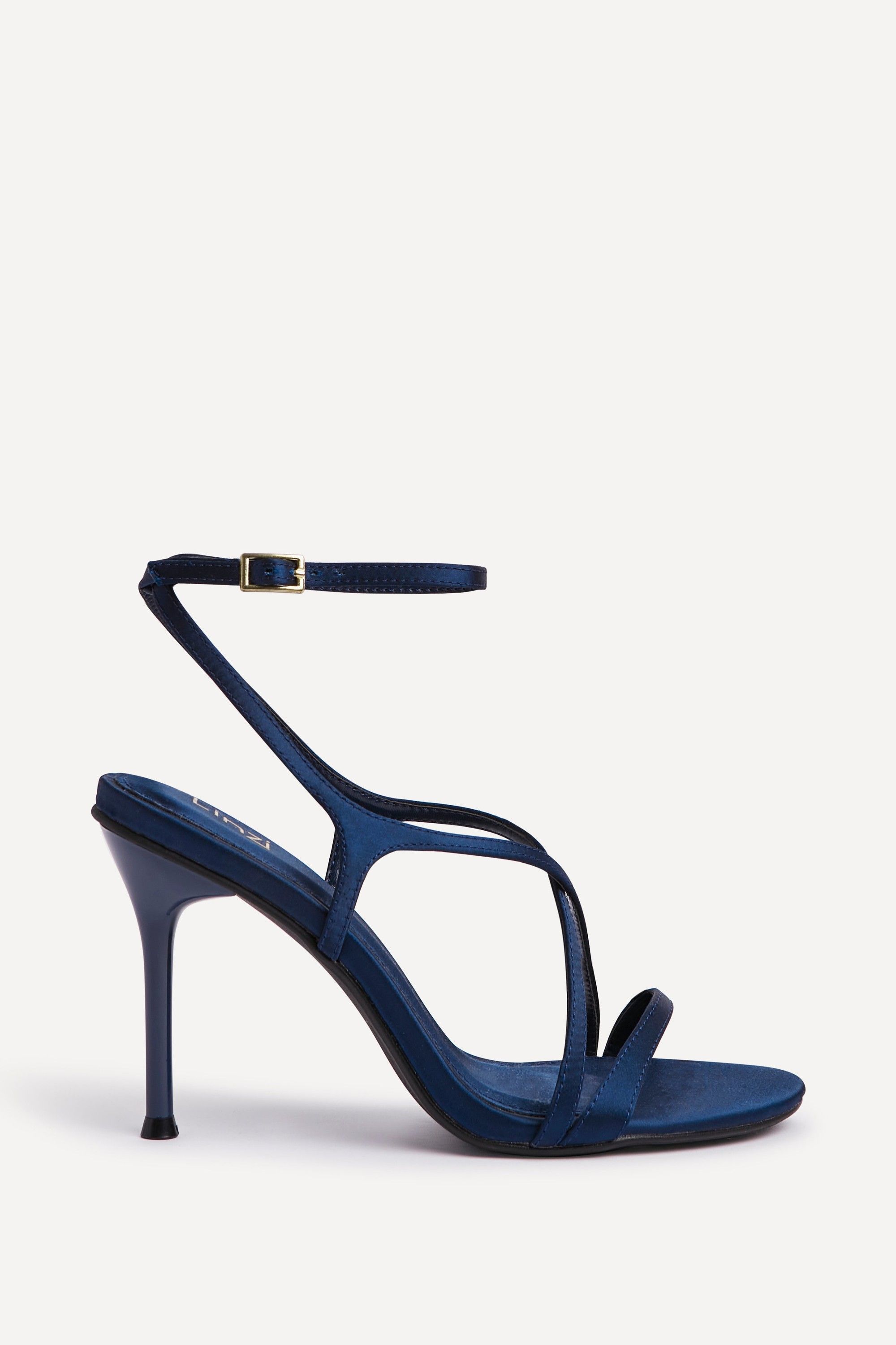Linzi Taliya Navy Satin Strappy Stiletto Heels image 1