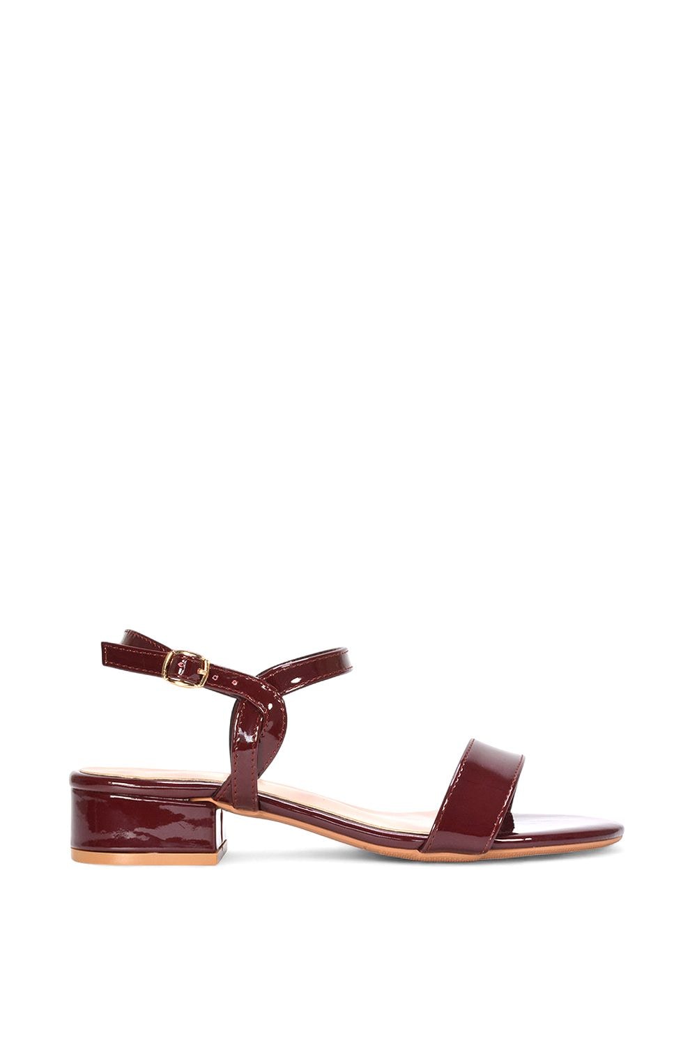 XY London 'Moana Low Bock Heel Round Toe Sandals With Buckle Fastening