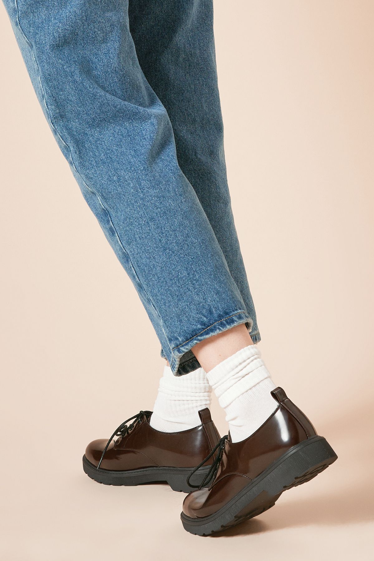 Dorothy Perkins Elysia Faux Leather Lace Up Chunky Casual Shoes Oxblood image 4