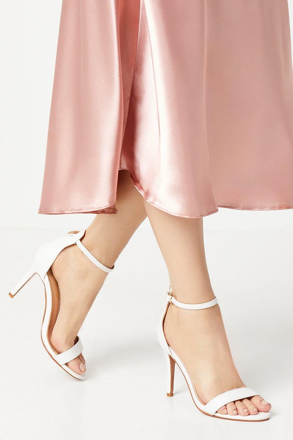 Dorothy Perkins Wide Fit Tyla Barely There High Stiletto Heel Sandals White image 1