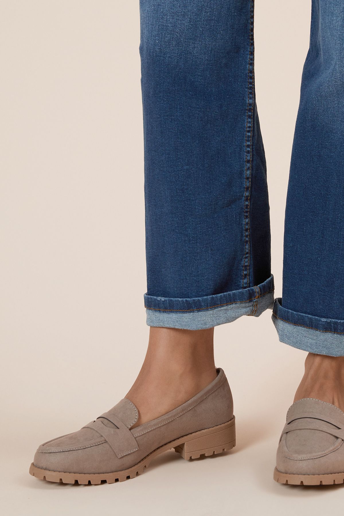 Dorothy Perkins Wide Fit Leoni Chunky Loafers Taupe image 3