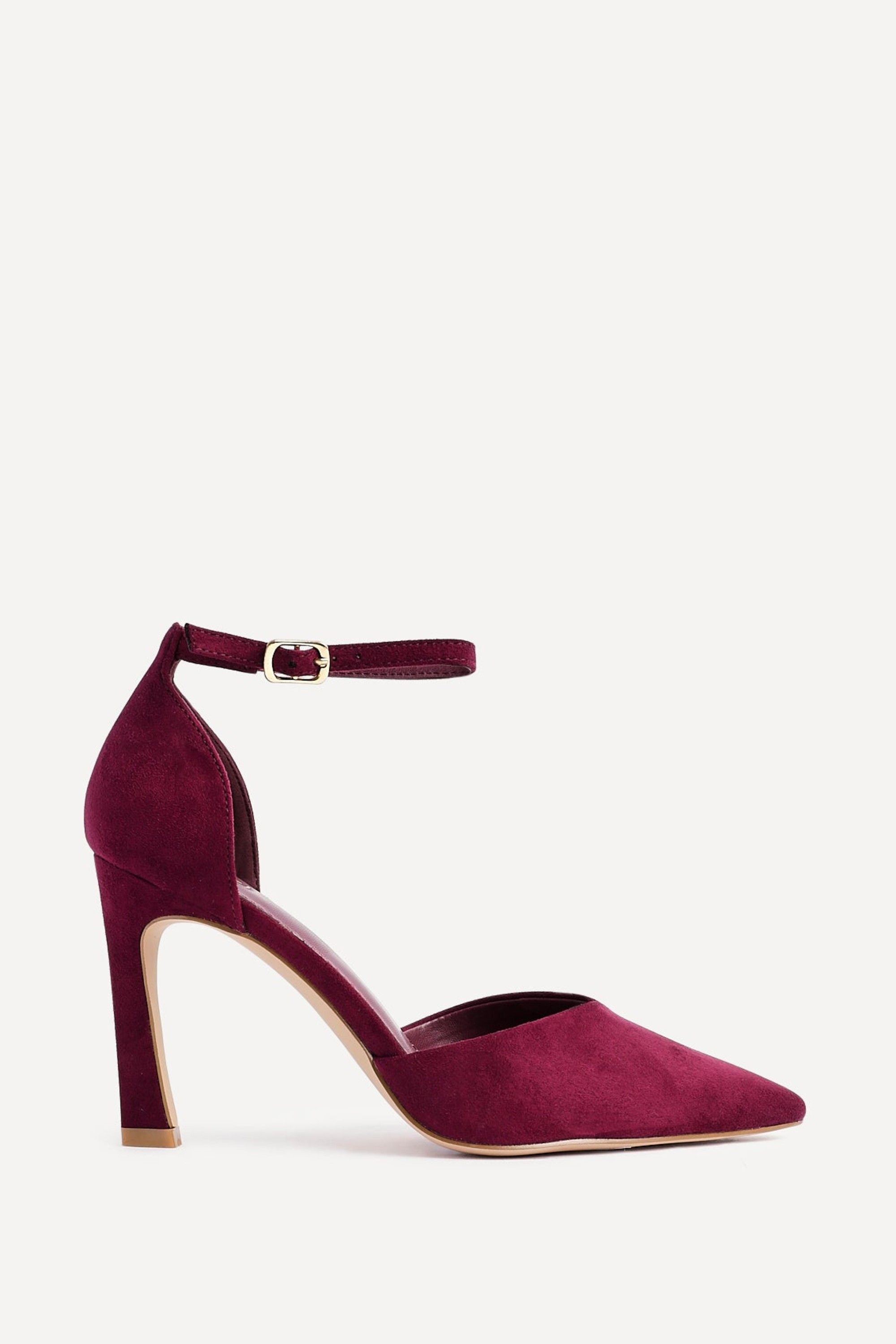Linzi Moira Burgundy Faux Suede V Cut Court Heel image 1